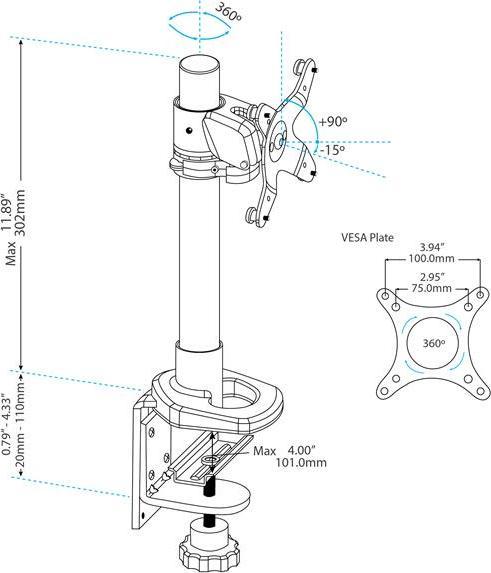 Produktbild StarTech Adjustable Monitor Arm (Tisch, 30")