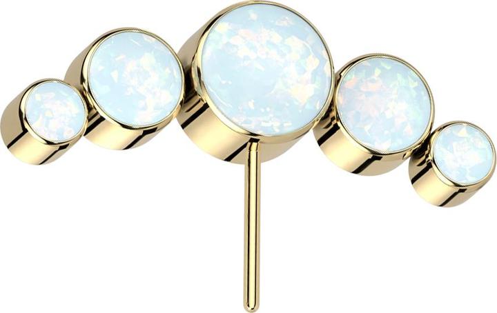 Immagine prodotto Star Piercing Anteriore senza fili placcato oro cinque opali bianchi (senza ottone, Titanio G23)