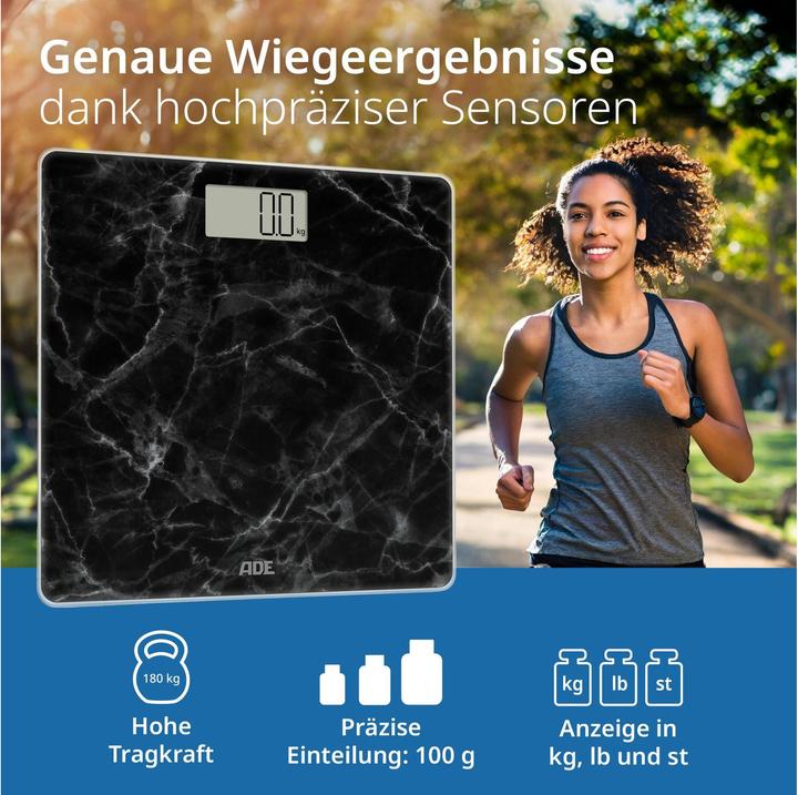 Produktbild ADE Personenwaage Amina Marmor Schwarz, Displaytyp: Digital (180 kg)