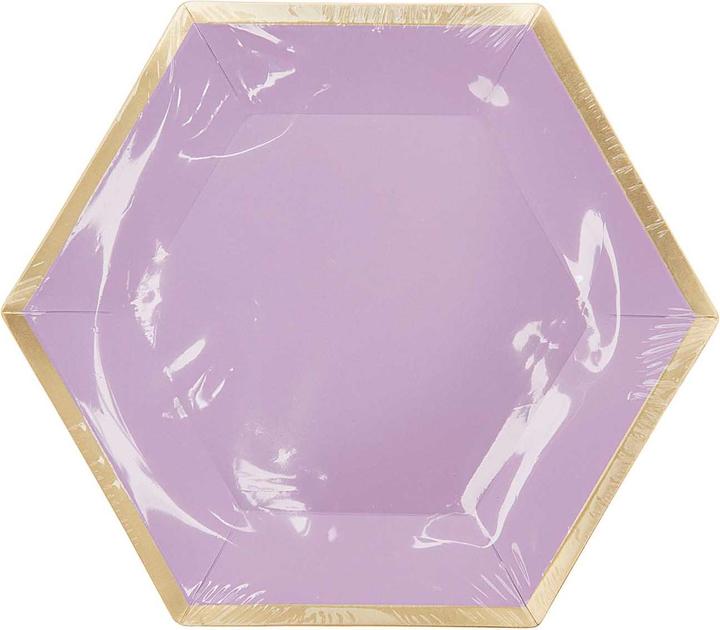 Actual product image Rico Design Plate hexagon 16 cm, 10 pieces, Lilac/Gold (10 x)
