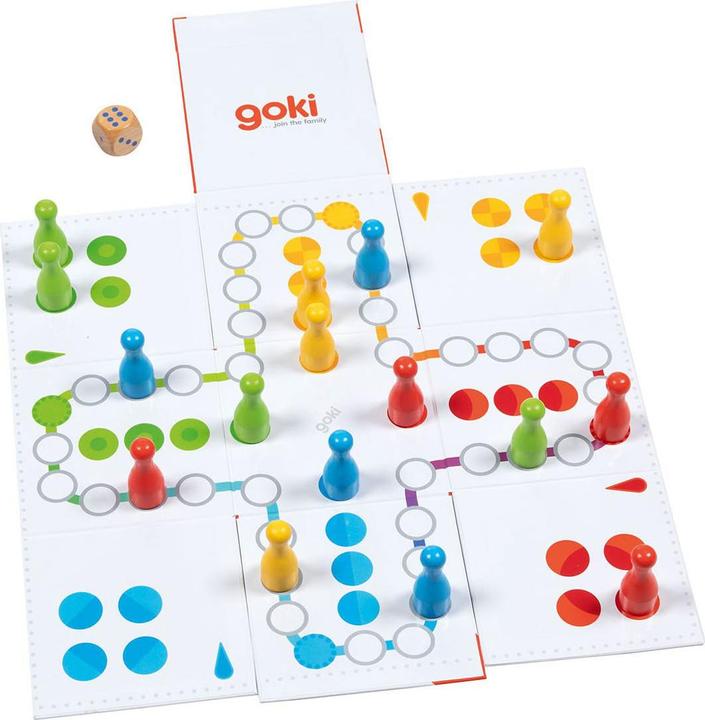 Produktbild Goki XXL Ludo im Würfel zum Aufklappen (Deutsch, Französisch, Italienisch, Englisch)