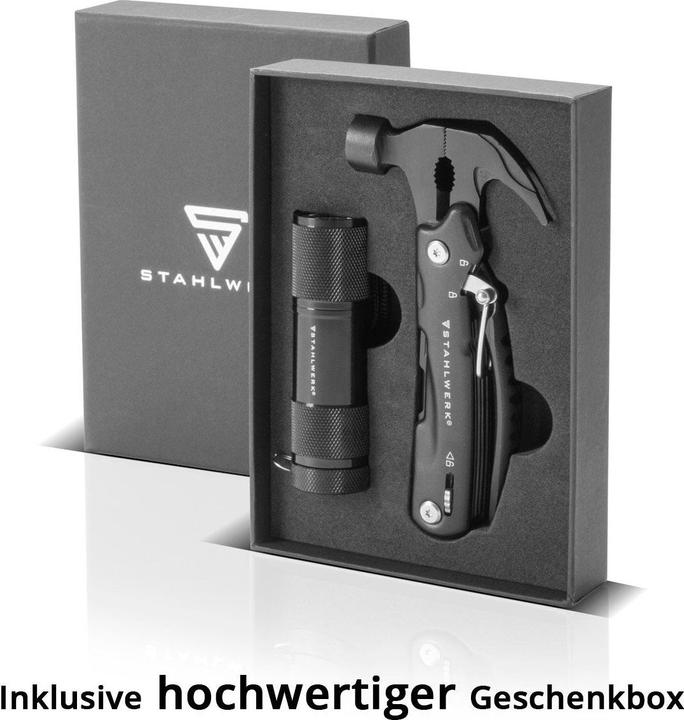 Immagine prodotto Stahlwerk Multitool 12 strumenti Coltello tascabile Strumento multifunzione Torcia elettrica (12 Funzioni)