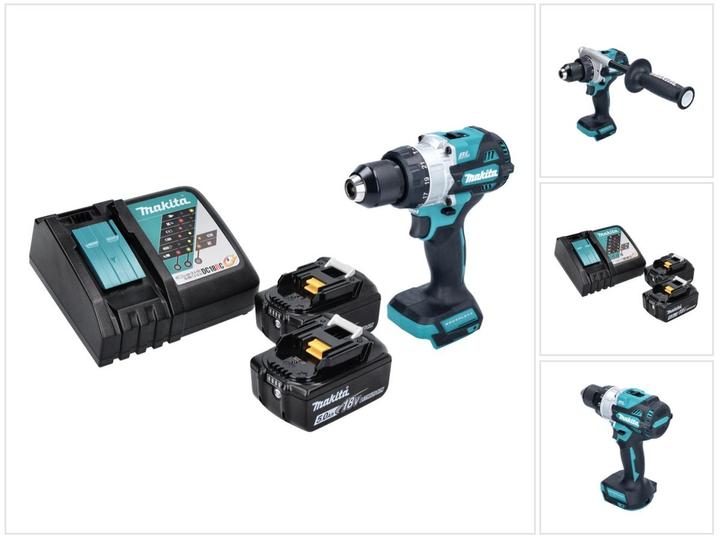 Produktbild Makita DHP 486 RT Akku Schlagbohrschrauber 18 V 130 Nm Brushless + 2x Akku 5,0 Ah + Ladegerät (Akkubetrieb)