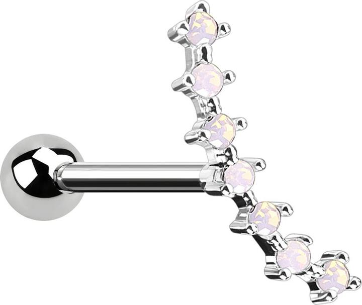Image du produit Star Piercing Micro Barbell silber mit Kugel und Halbmond mit Opal pink (Laiton, Acier chirurgical 316L)