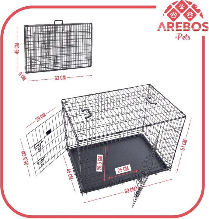 Immagine prodotto Arebos Hundekäfig (Cane, Chiusura di sicurezza)