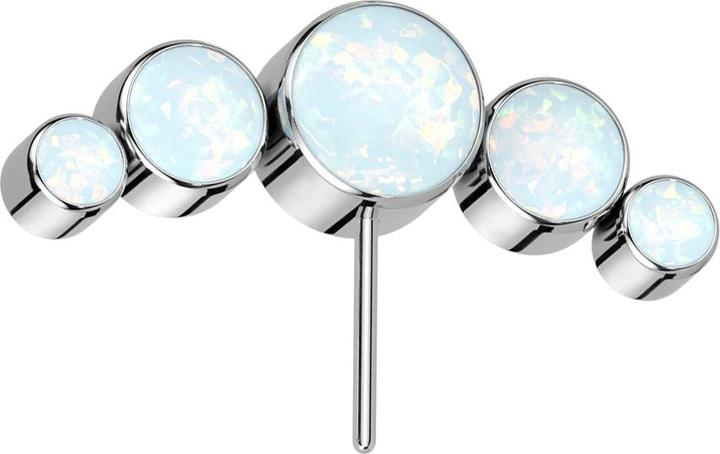 Produktbild Star Piercing Threadless silber front fünf Opale weiss (ohne Messing, Titan G23)