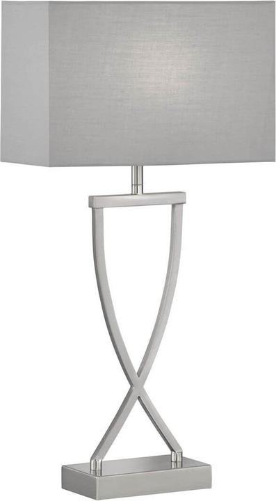 Produktbild Fischer & Honsel Honsel Anni Tischleuchte E27 Stoffschirm grau Chintz, weiss nickel 50459 (E27)