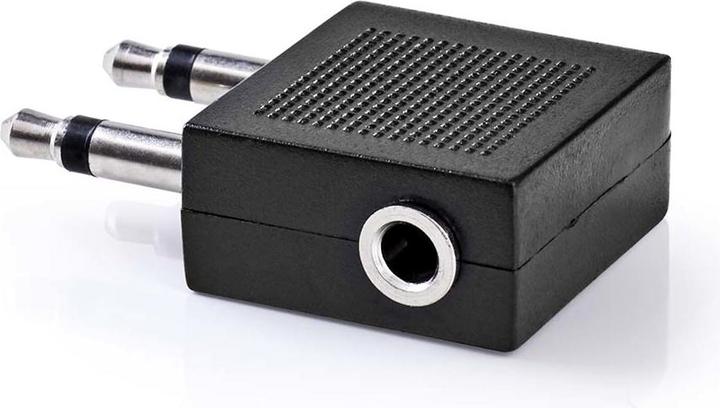 Produktbild Nedis CAGB22970BK Audio-Adapter für Flugzeug, 2 x 3,5-mm-Stecker, 3,5-mm-Buchse, Schwarz