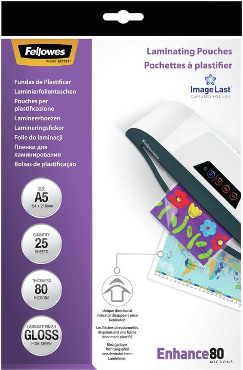Actual product image Fellowes Enhance 80 (A5, 25 Piece, 80 µm)