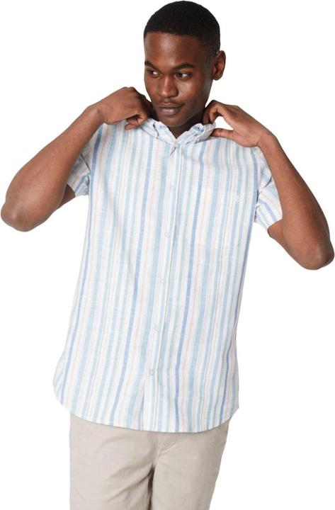 Actual product image Universal Textiles Mens Striped Dobby Pastel Short-Sleeved Shirt (XXL)
