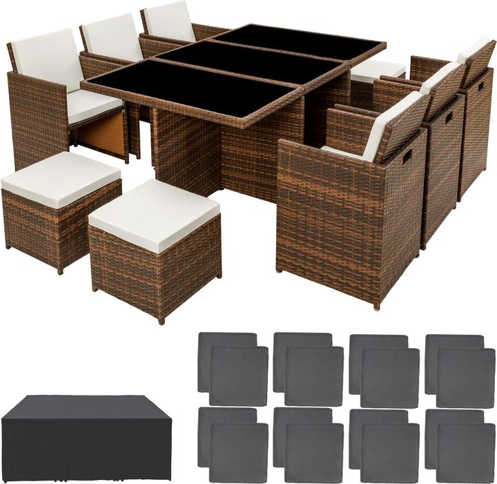 Actual product image tectake Rattan garden furniture set New York with protective cover, variant 2 (178 cm)