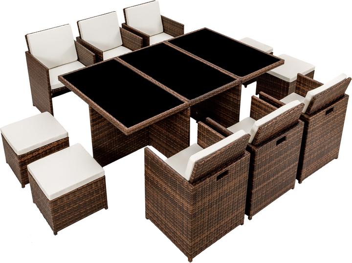 Actual product image tectake Rattan garden furniture set New York with protective cover, variant 2 (178 cm)
