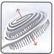 Actual product image Herba 3D Spiral plastic detangling brush, nylon bristles, white, oval, 23 cm