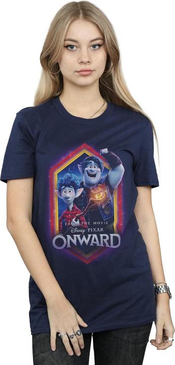 Actual product image Disney Womens/Ladies Onward Brothers Crest Cotton Boyfriend T-Shirt (S)