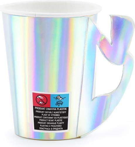 Actual product image Partydeco Paper cups Mermaid, iridescent, 220ml (1 pkt / 6 pc.) (6 x)