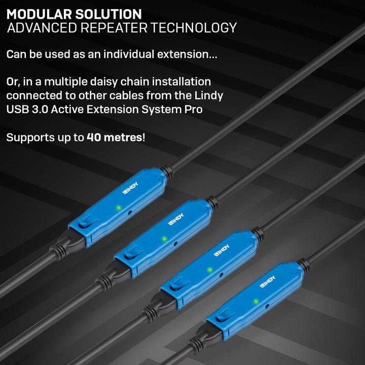 Actual product image Lindy 20m USB 3.0 Active Extension Pro USB 3.0 connections up to 40m (20 m, USB 3.2 Gen 1)