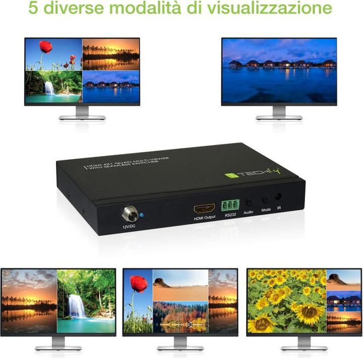 Produktbild Techly HDMI Switch 4X1 Quad Multi-Viewer