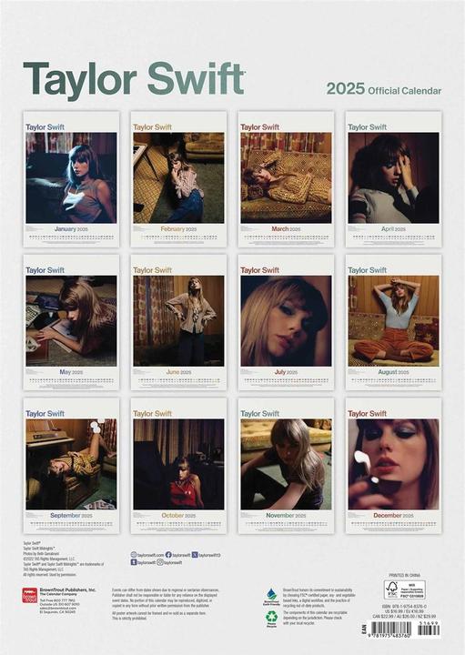 Taylor Swift - Calendrier mural (A3)