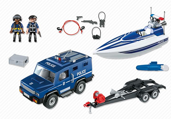 Productafbeelding Playmobil Politietruck met speedboot (5187, Playmobil Stad Actie)
