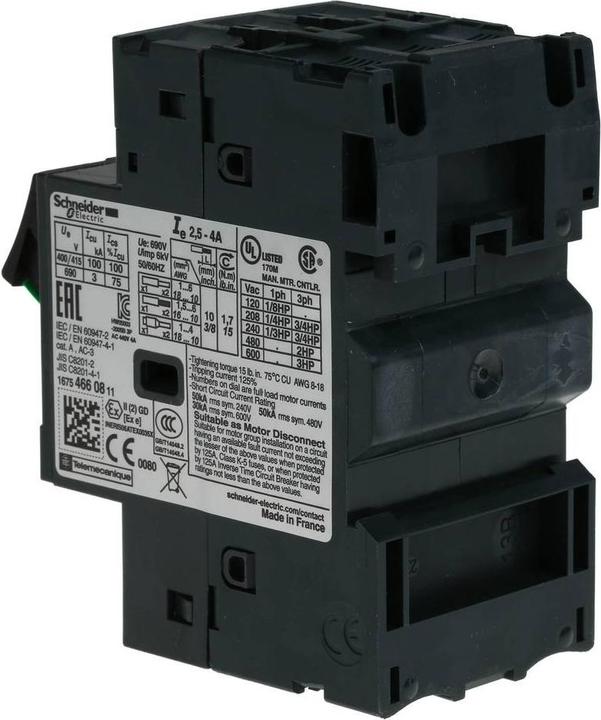Actual product image Schneider Electric TeSys GV2ME motor circuit breaker 2.5-4A