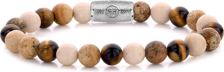 Actual product image Rebel Rose - Beaded bracelet Autumn Love RR-80063-S - Dimension: 19 cm - L (M) (19 cm, Fossil, Stainless steel, Tiger's eye)