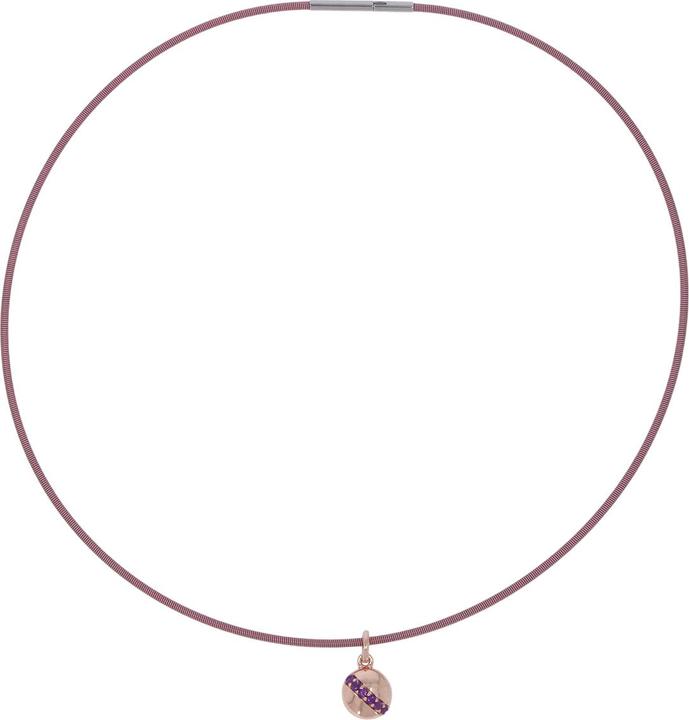 Xen Omegareif rosa 2 mm mit Anhänger Amethyst (Edelstahl, 45 cm)