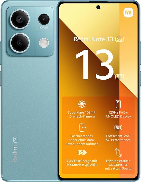 Immagine prodotto Xiaomi Redmi Note 13 5G (128 GB, Alzavola oceanica, 6.67", Doppia SIM Ibrida, 100 Mpx, 5G)