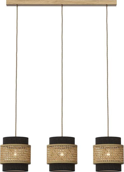 Image du produit Vicco Lampe suspendue 3 pièces Morten, Rotin/noir, 70 x 120 cm (E27)