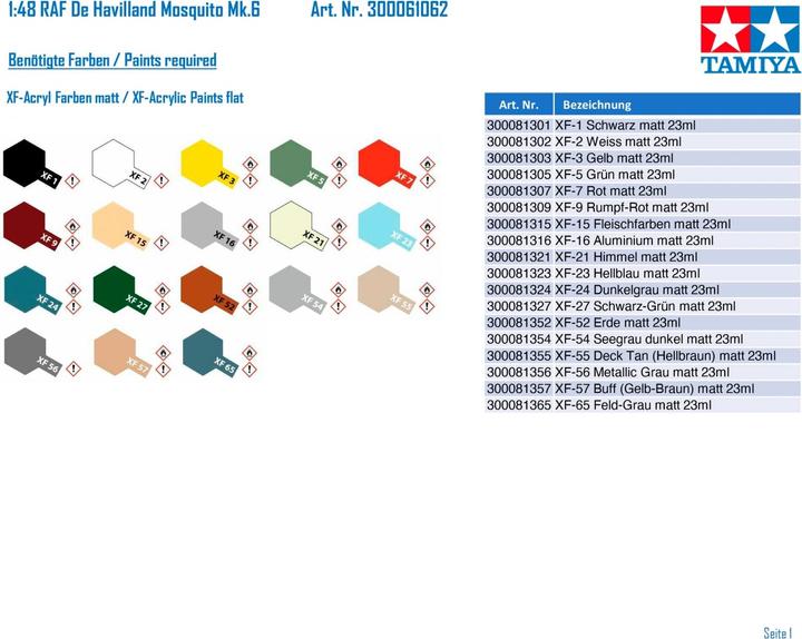 Actual product image Tamiya De Havilland Mosquito