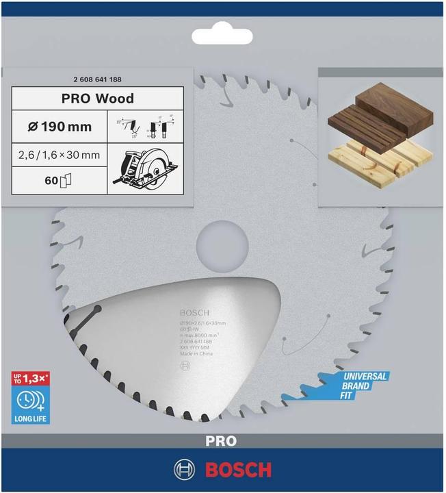Image du produit Bosch Professional Zubehör Lame de scie circulaire PRO Wood, 190 x 2.6 x 30 mm