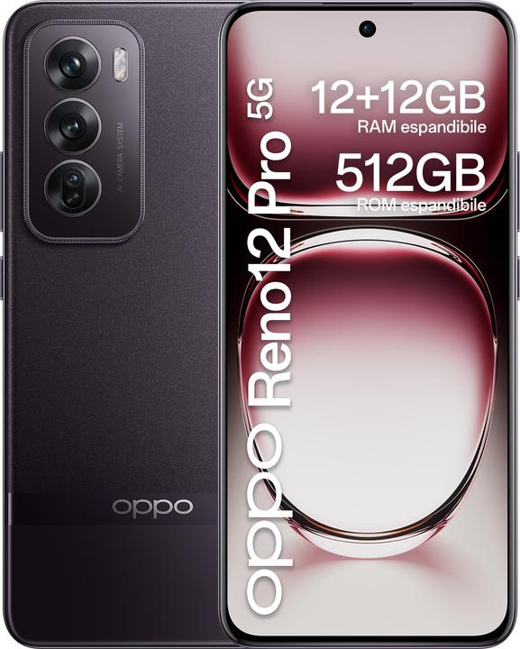 Produktbild OPPO Reno12 Pro (512 GB, Nebula Black, 6.70", Dual SIM, 50 Mpx, 5G)