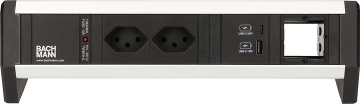 Produktbild Bachmann Tischsteckdosenleiste DESK 1, 2x T13, 1x USB A/C, 1x Custom (2 x, Typ 13, USB-A, USB-C)