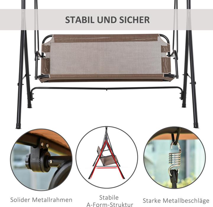 Produktbild Outsunny 3- Sitzer Hollywoodschaukel mit Sonnendach