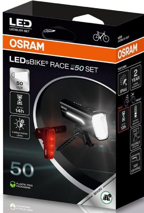Immagine prodotto Osram Set di illuminazione per bicicletta RACE 50 SET LED a batteria nero (100 lm, 100 lm)