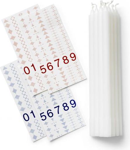 Dottir Candles Ø 13 mm 10 pcs - White with transfers (81201)