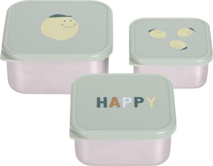 Lässig Nahrungsbehälter & Portionierer 3-tlg. Edelstahl-Snackboxen-Set - Happy Fruits