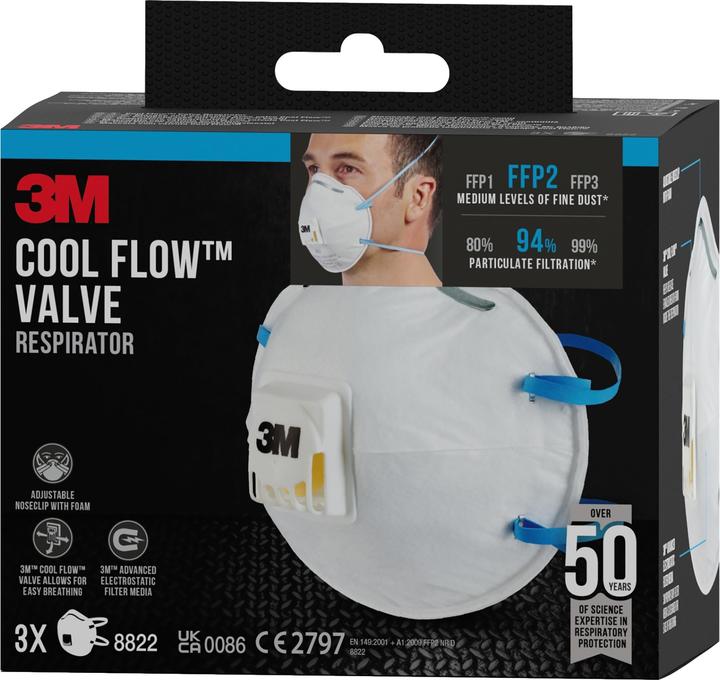 Image du produit 3M Masque anti-poussière confort 8822 (FFP2, 3 x)