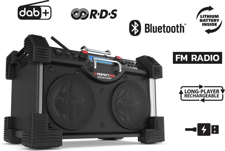 Actual product image PerfectPro - Rockhart RH4- Bouwradio - Bluetooth - Dab+ Radio (DAB+, FM, Bluetooth, NFC)