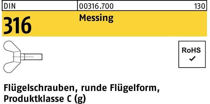 Produktbild Flügelschraube DIN 316 M 5 x 20 Messing (100 Schrauben pro Stück)