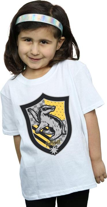 Actual product image Girls Hufflepuff Crest Flat Cotton T-Shirt (140, 146)