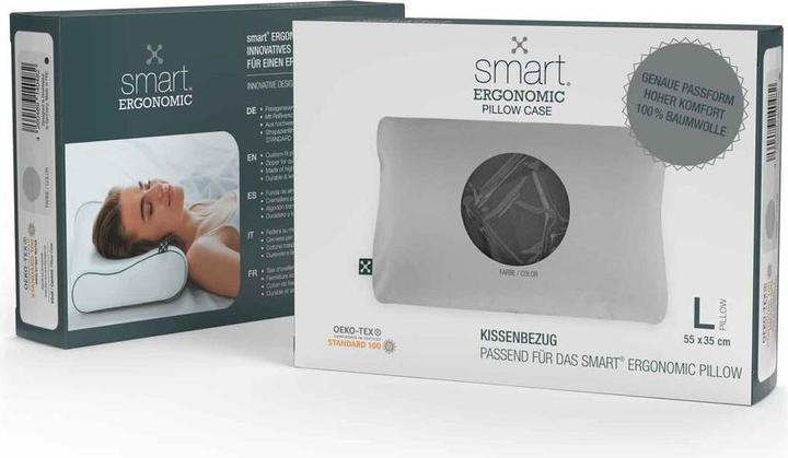 Image du produit Smartsleep Taie d'oreiller Ergonomic + XL 55 x 35 x 12 cm, Gris (Taie d'oreiller, 55 x 35 x 12 cm)
