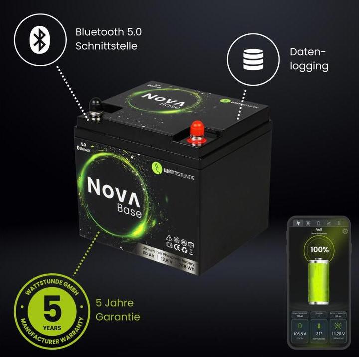 Produktbild Wattstunde Batterie NOVA Base 60 Ah LiFePO4 (12.80 V, 60 Ah)