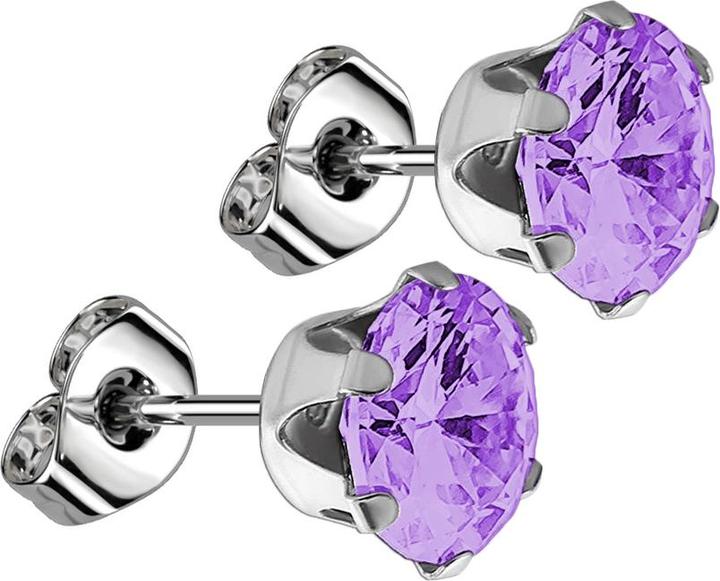 Produktbild Star Piercing Ohrstecker mit rundem Kristall violett (ohne Messing, Chirurgenstahl 316L)