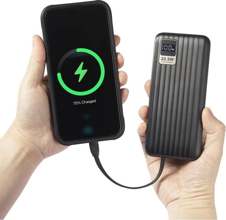 Actual product image Voltcraft VC-WT-K512 Powerbank 10000 mAh Fast Charge LiPo Black Status indicator (10000 mAh, 18 W, 37 Wh)