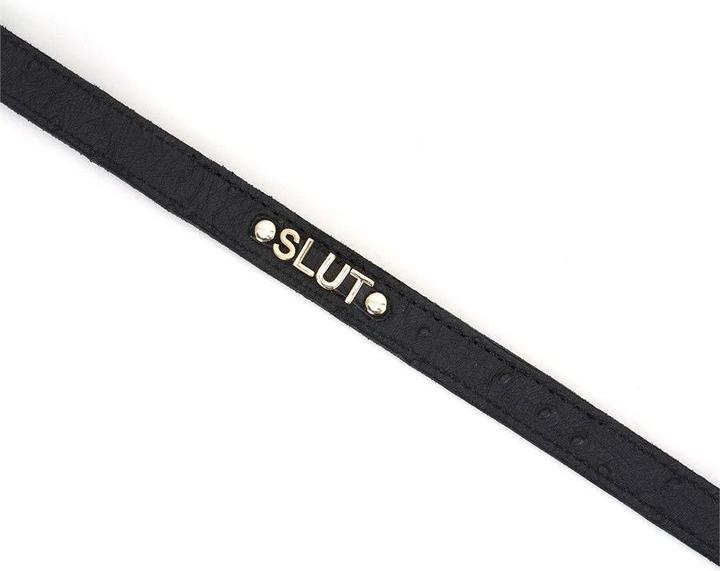 Produktbild Liebe Seele Demon's Kiss Leder Halsband im Straussenleder-Look "Slut"