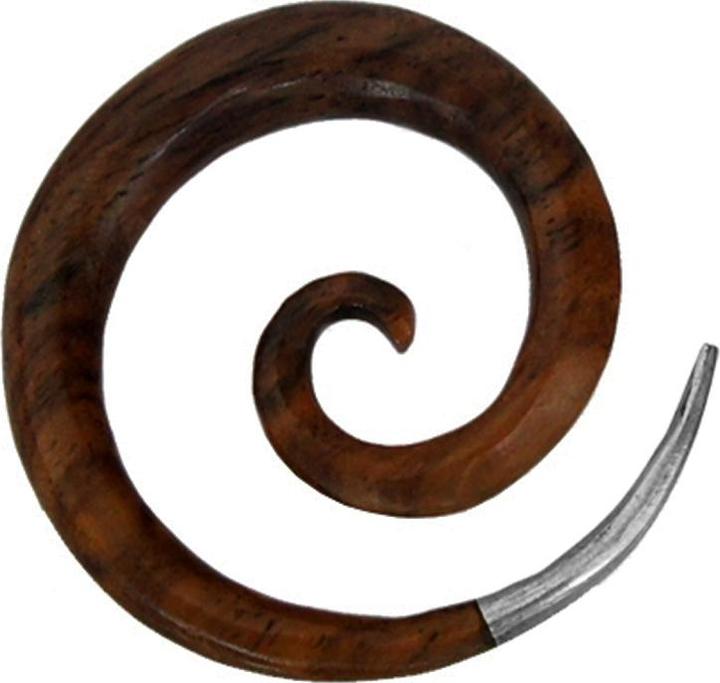 Actual product image Star Piercing Ohrgewicht Spiralen mit silberner Spitze aus Narra Holz (Organic, Brass)