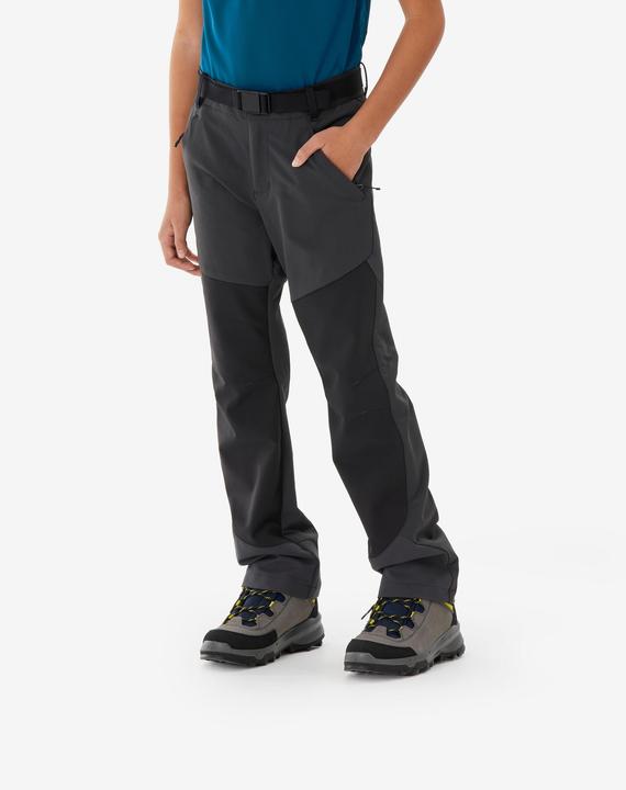 Quechua Kids’ softshell hiking trousers, 7-15 years, MH900 - Grey/Black