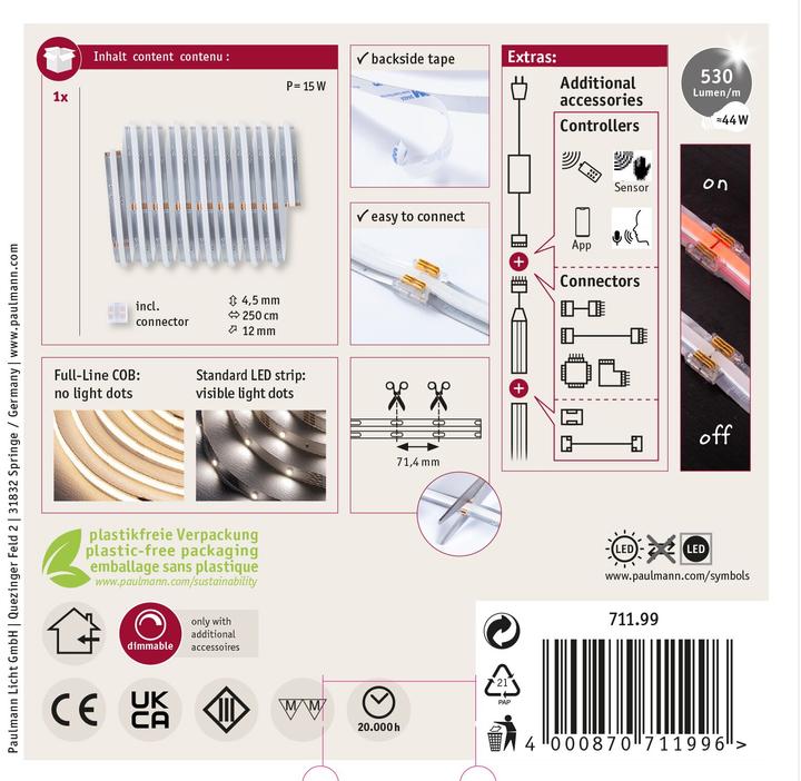 Image du produit Paulmann MaxLED 500 Stripe Set (RGBW, 250 cm, Intérieur)