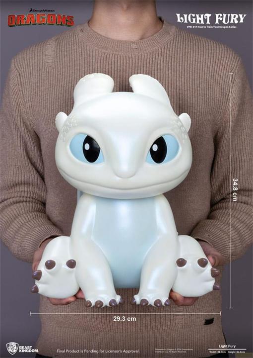Actual product image Beast Kingdom Dragon Taming Made Easy Functional Figure Money Box Light Fury 35 cm (35 cm)