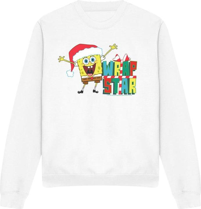 Actual product image Spongebob Squarepants Unisex Adult Wrap Star At Christmas Sweatshirt (L)